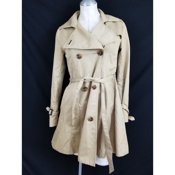 H&M Jackets & Blazers - H&M Size 4 Khaki Color Trench Coat Belted